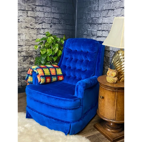 Vintage Velvet Tufted Swivel Rocking Chair Cover
