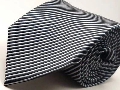 Corbata a rayas STAFFORD 100 % seda para hombre negra blanca plateada gris NUEVA Foto 1 de 4