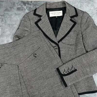 Trina Turk 2 Piezas Blazer Traje y Falda Mujer 6 Destintado Años 80 90 Defectos Tweed Foto 1 de 4