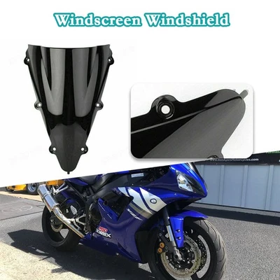Windscreen Windshield Visor Black Deflector Fits For Yamaha YZF R1 2004-2006 05 Foto 1 de 4