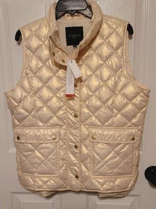 Talbots Quilted Down Filled Puffer Vest Petite Women's Large . Classy. Pearlized - Picture 1 of 7