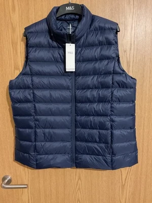 M&S Women Feather and Down Puffer Sleeveless Jacket Gilet UK16.BNWT  - Image 1 of 4