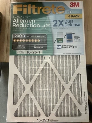 Filtro de aire 3M Filtrete 15x20x1 doble reducción de alérgenos 2X polvo 1200D paquete de 4 Foto 1 de 2