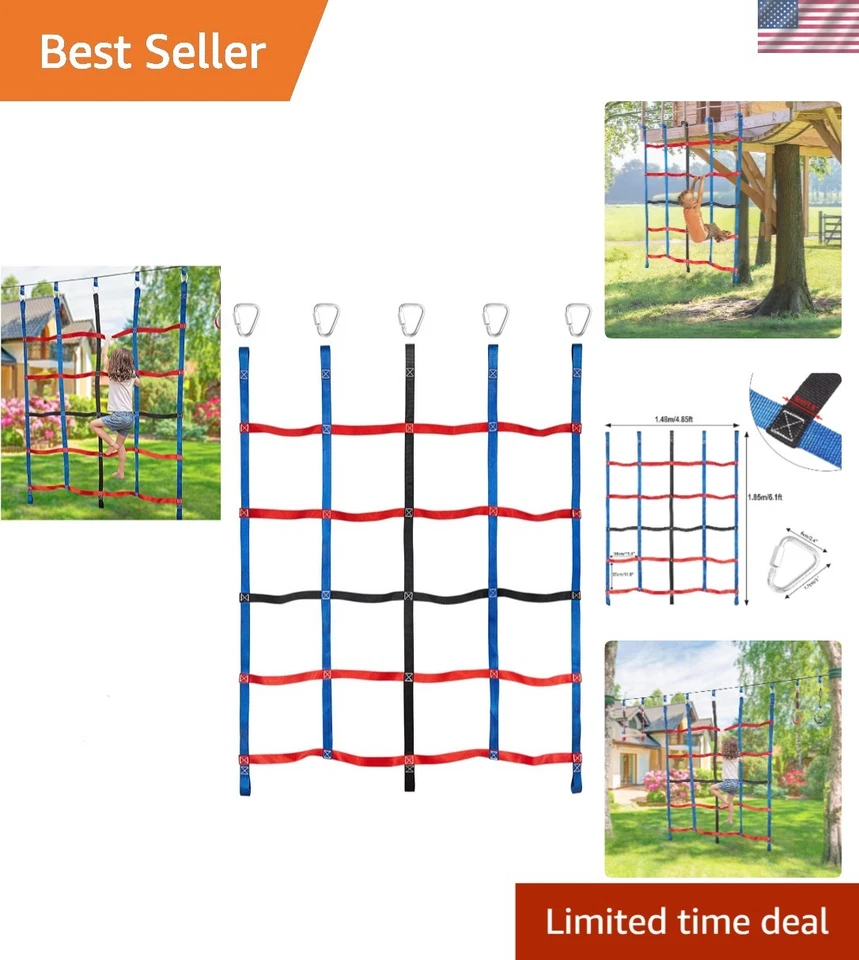 儿童重型攀岩网 - 4.85 英尺 x 6.1 英尺设计转换游戏时间 — 第 1/4 张图片