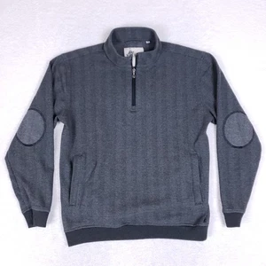 Linksoul Pullover Uomo Spina di Pesce Quarto Zip Grigio Tg L Toppa Gomito Preppy - Foto 1 di 8