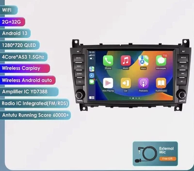 Autoradio Android 13 CarPlay 8” GPS Mercedes-Benz W203 CLC WiFi 4G 2+32GB - Immagine 1 di 3