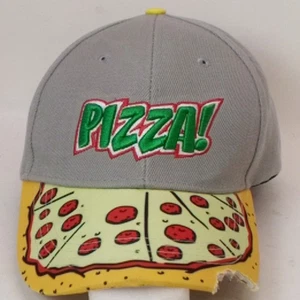 Pizza Cap Novelty Snapback  Foodie Gray Yellow Embroidered New No Tag's FreeShip - Picture 1 of 5