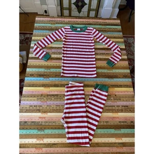 Hanna Andersson Christmas Stripe Pajamas Sz. 150 US 12 Unisex Organic Cotton - Picture 1 of 11