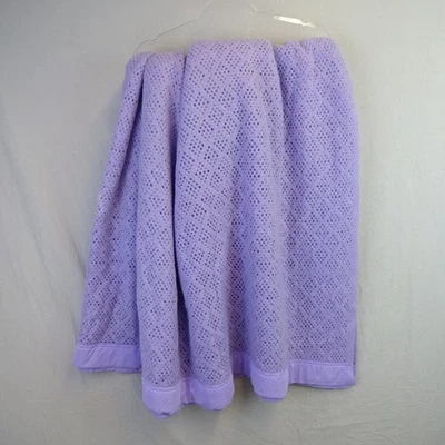Cellular Blanket 222x184cm Purple Single Double Bedding Vintage Throw Comforter - Image 1 of 3