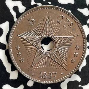 1887 Belgian Congo 5 Centimes Lot#JM0307 High Grade! Beautiful! - Picture 1 of 2