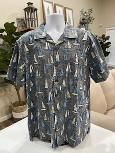 High Surf Herren Kurzarm Hawaii Button Down Hemd Segelboote Größe Large - Bild 1 von 9