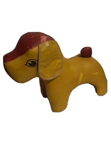Vintage Oil Cloth Toy Dog Red & Gold Rare - Picture 1 of 12