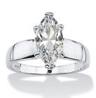 PalmBeach Jewelry 2.11 TCW Silver Marquise-Cut Cubic Zirconia Solitaire Ring