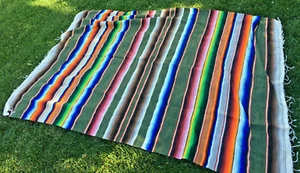 Cuamatzi Mexican Textiles Blanket Mexico Serape Saltillo 59" 89" Woven Colorful - Picture 1 of 8