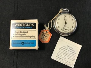 Vintage WESTCLOX SCOTTY Pocket Watch Style #2, 1945-1957 w/ Tag, Inst. & Box USA - Picture 1 of 10