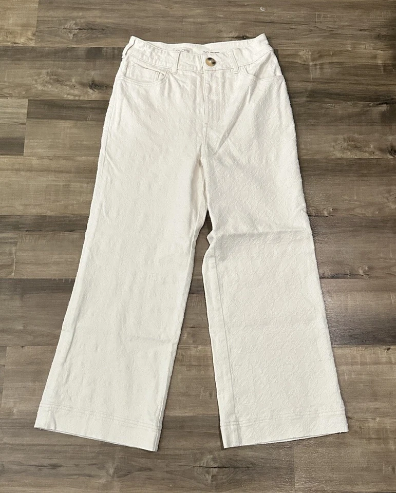 Pilcro Anthropologie OB1809245 Women Sz 29 Ivory The Skipper Wide-Leg Jeans