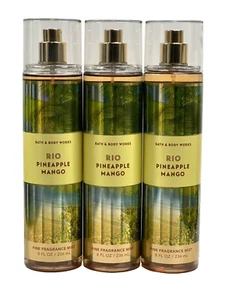 3 BATH & BODY WORKS RIO PINEAPPLE MANGO BODY MIST FINE FRAGRANCE SPRAY 8 FL OZ - Picture 1 of 4