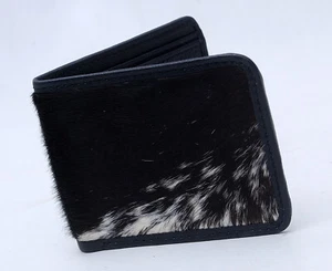 Cow hide Leather Men/Gent Purse Luxury HAIR ON Leather Card Holder Wallet-94 - Picture 1 of 4