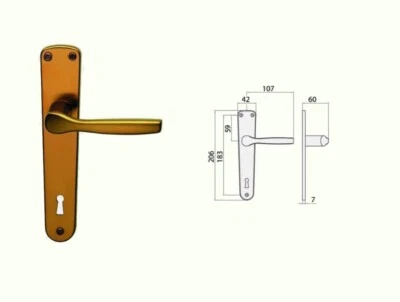 GHIDINI Coppia maniglie Gabri Alox con placca Patent quadro 8 placca 70