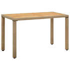 Nnevl Garden Table Beige 123x60x74 Cm Poly Rattan&solid Wood Acacia