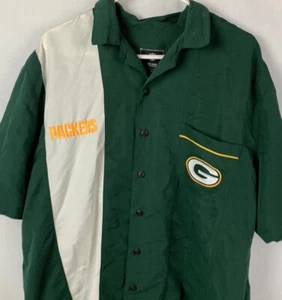 Green Bay Packers Camp Shirt Button Hawaiian Bowling Rayon Men’s XL - Picture 1 of 6