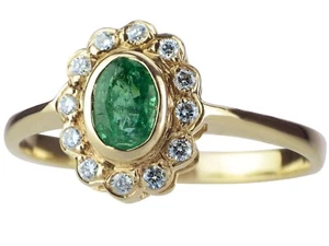 18 K 750 Gelb Gold 0,60 ct Smaragd 0,24 ct Brillant Damen Ring! - Bild 1 von 7