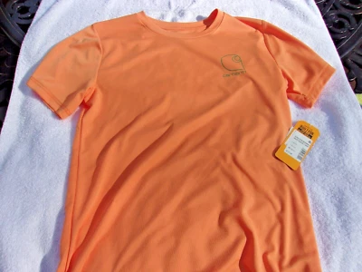 NWT Carhartt short sleeve T, youth M (10/12) or  L  (14/16), orange, poly. - Image 1 of 4