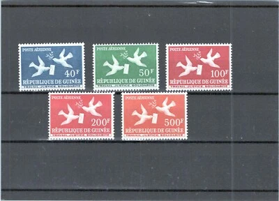 GUINEA 1959 26-30 C17-21 Doves Letter Olive Twig Carrier Pigeons Post Birds Bird - Image 1 of 2