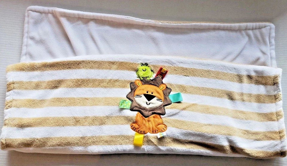 Taggies детское одеяло коричневый коричневый коричневый полосатый лев лягушка безопасность милое животное мальчик девочка - Изображение 1 из 2