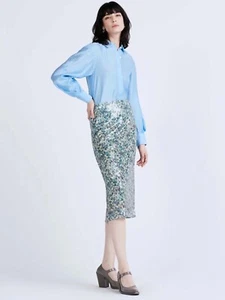 NWT $495 Derek Lam 10 Crosby Alissa Sequin Midi Skirt Teal 8 - Bild 1 von 8