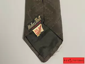 Vintage Holly Vogue Narrow Silk Mens Short Tie Brown Mullen & Bluett LA 50s 60s - Picture 1 of 11