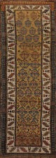 Pre-1900 Gold/ Ivory Heriz Bakhshayesh Runner Antique Rug 3x11 Handmade Carpet