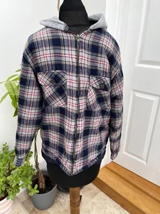 Dickies Hoodie Jacket Full Length Zip Youth 16/18 Plaid Check - Picture 1 of 14