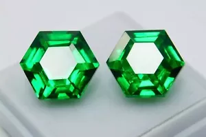 Par de piedras preciosas sueltas certificadas granate tsavorita natural corte elegante verde 18,50 quilates - Imagen 1 de 7