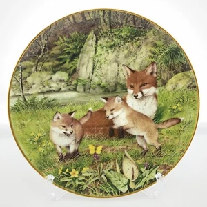 Franklin Mint The Butterfly Chase w/Foxes May Plate Woodland Year Collection - Picture 1 of 6