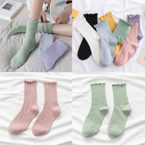 Cute Lace Long Socks Socks Tube Stockings Wooden Ear Socks Women 3 Pairs Autumn - Picture 1 of 21