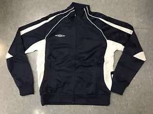 NEW Umbro Vintage Embroidered Track Top Jacket Zip Pockets NAVY BLUE YOUTH LARGE - Picture 1 of 2