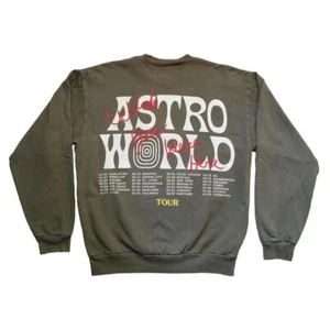 Travis Scott Astroworld Wish You Where Here 2018 Tour Sweatshirt Army Green Sz M - Picture 1 of 4
