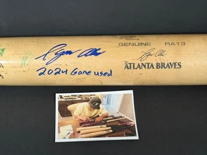 Gioco Ignacio Nacho Alvarez Atlanta Braves Auto Firmato 2024 Usato Pipistrello Rotto - - Foto 1 di 7