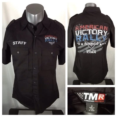 Victory Motorcycles USA Button Down Shirt (Small) Staff Biker Garage Shop Black - Image 1 of 4
