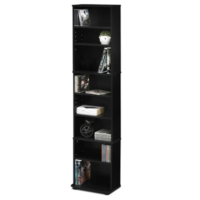  JAYA DVD Shelf, 8-Tier Tall Narrow CD Rack, Media Shelf with 8-Shelf Espresso - Image 1 of 4