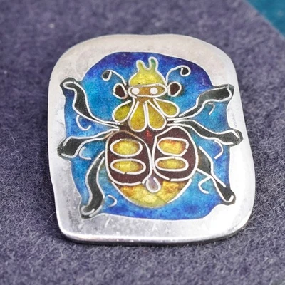 Colgante vintage de plata de ley 925 hecho a mano con araña esmaltada Foto 1 de 4