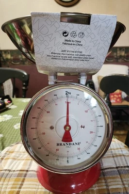 Nueva Báscula de Cocina Brandani Estilo Art Deco Rojo/Cromo Foto 1 de 4