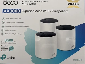 TP-LINK | Deco X55 AX3000 Three (3) Pack | Superior Mesh Wifi6 | Complete - Picture 1 of 6