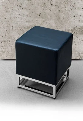 Schicker Würfel Leder Hocker Fußhocker Sitzhocker Kuhfell Leder Sitzhöhe 45 cm. - Bild 1 von 4