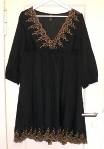 Elegante Tunika schwarz mit goldfarbener Stickerei Gr. 40 #4388 - Bild 1 von 4