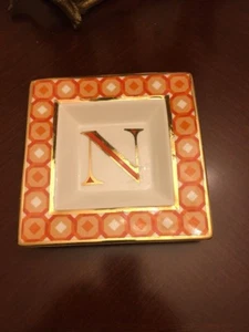C WONDER DECORATIVE MONOGRAM  N PLATE DISH - Picture 1 of 4