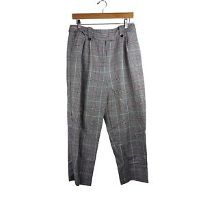 TopShop Womens Ankle Cropped Pants Straight Leg Size 10 Plaid High Rise Checked