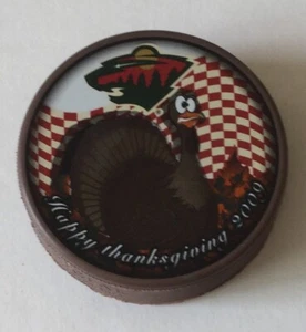 2009-2010 #2 Happy THANKSGIVING hockey puck Minnesota Wild NHL - Picture 1 of 2