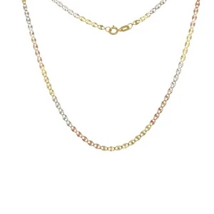 14k Gold Necklace Fancy Tri-Color Gold Diamond Cut Star Valentino Chain 2.0mm 16 - Picture 1 of 7